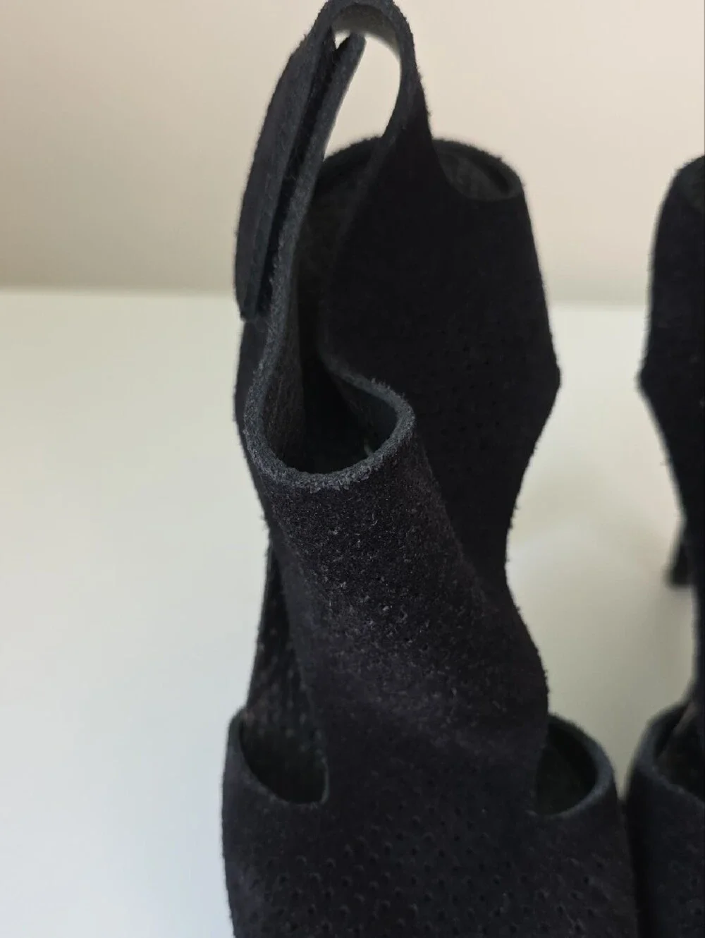 Pedro Garcia Black Suede Platform Wedge Sandals.  Size 37 1/2.  US Size 7